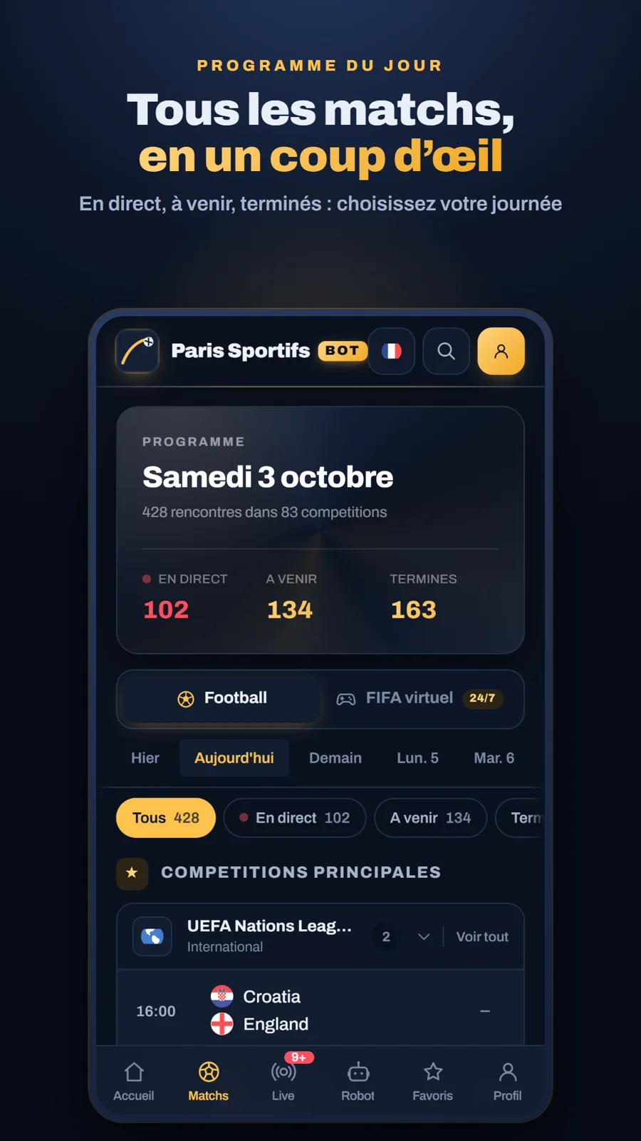 Paris Sportifs Bot, écran 2